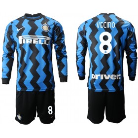 Internazionale Milano Fodboldtrøjer Matias Vecino 8 Børn Hjemmebanesæt 2020/21 Langærmet